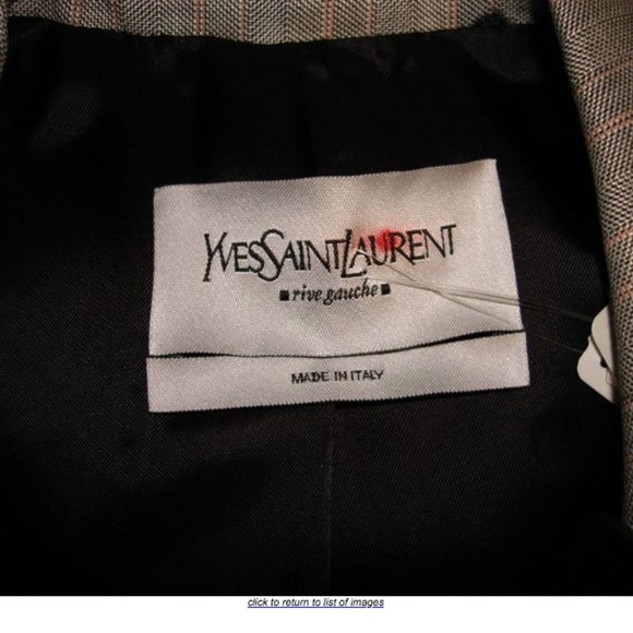 $1690 New Yves Saint Laurent  Grey Stripe Fitted Classic Wool Silk Jacket 4 - Picture 8 of 8